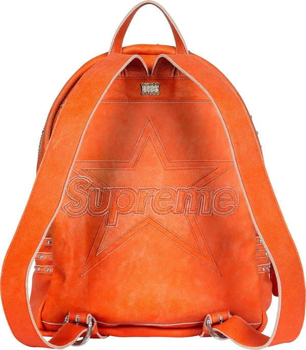Supreme Vanson Leathers b.b. Simon Backpack - Orange (front)