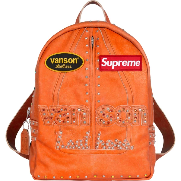 Supreme Vanson Leathers b.b. Simon Backpack - Orange (front)