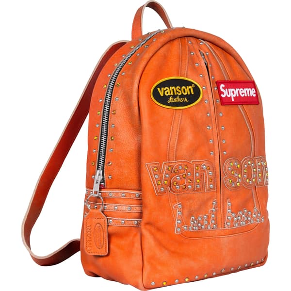 Supreme Vanson Leathers b.b. Simon Backpack - Orange (front)