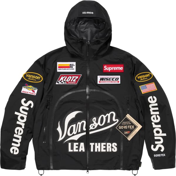 Supreme Vanson Leathers GORE-TEX Shell Jacket - Black (front)