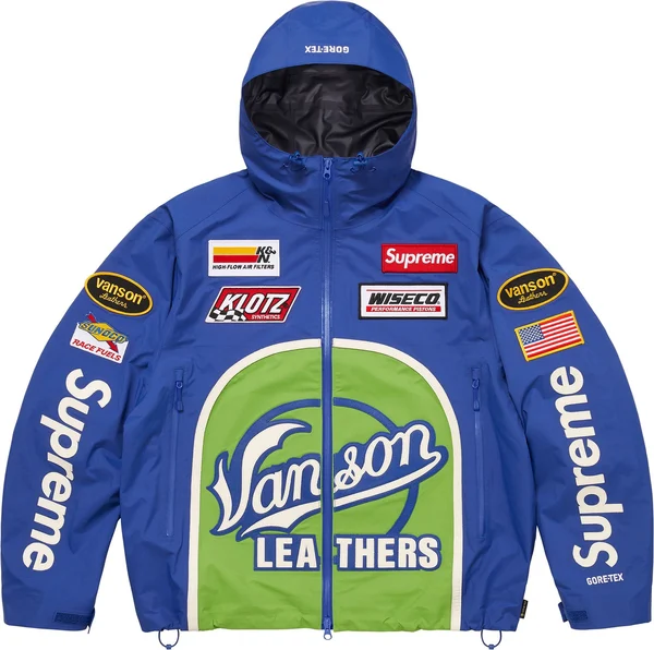 Supreme Vanson Leathers GORE-TEX Shell Jacket - Royal (front)