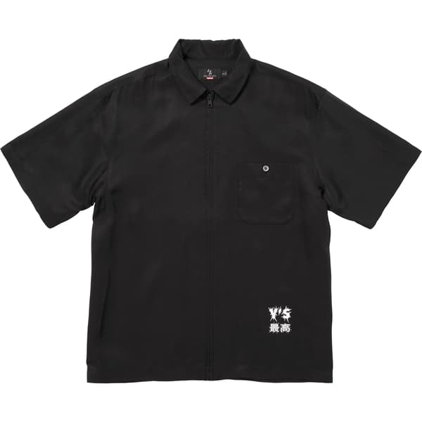 Supreme Y’s Silk Zip Up S/S Shirt - Black (front)