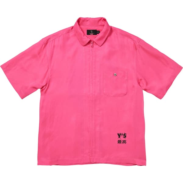 Supreme Y’s Silk Zip Up S/S Shirt - Pink (front)