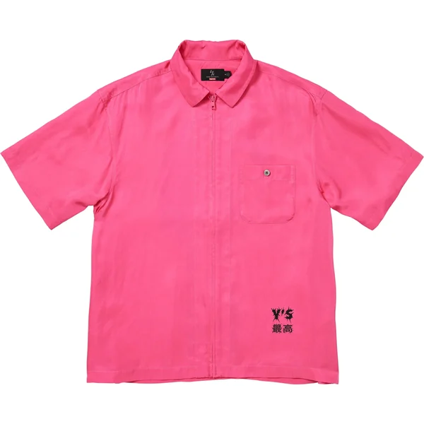 Supreme Y’s Silk Zip Up S/S Shirt - Pink (front)