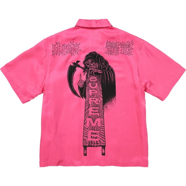 Supreme Y’s Silk Zip Up S/S Shirt - Pink (front)