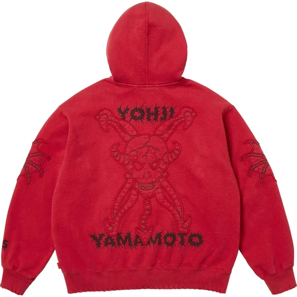 Supreme Y’s Zip Up Hooded Sweatshirt - Washed Red (front)