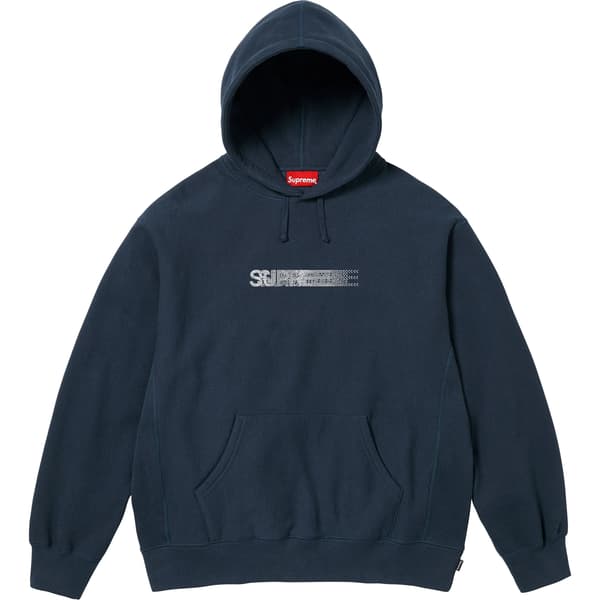 Supreme Swarovski Motion Logo Hooded Sweatshirt - Navy (front)