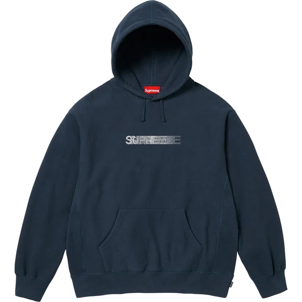 Supreme Swarovski Motion Logo Hooded Sweatshirt - Navy (front)