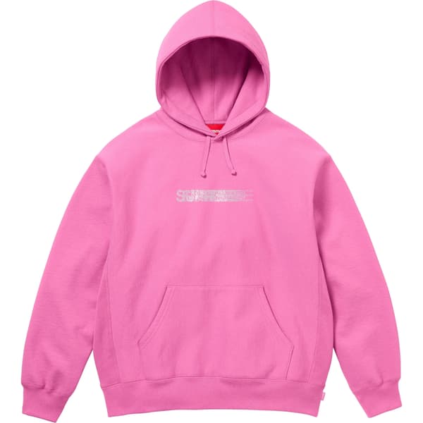 Supreme Swarovski Motion Logo Hooded Sweatshirt - Pink (front)