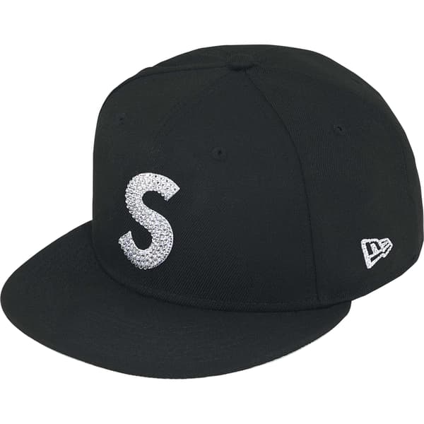 Supreme Swarovski S Logo New Era - Black (front)