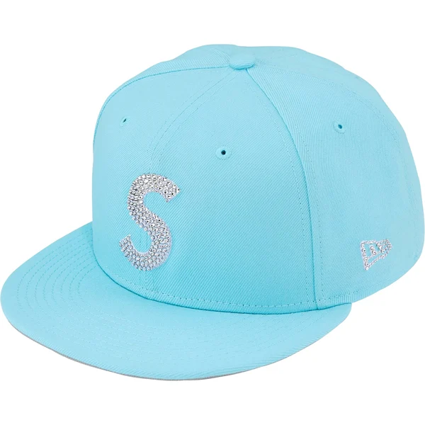 Supreme Swarovski S Logo New Era - Light Blue (front)