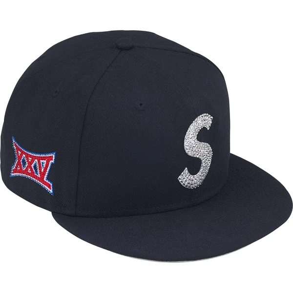 Supreme Swarovski S Logo New Era - Navy (front)