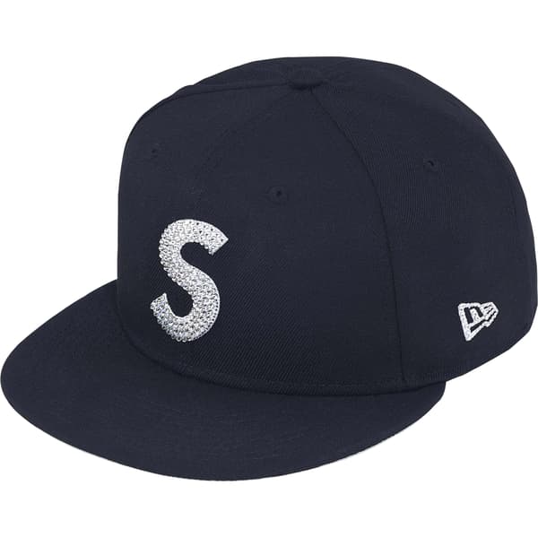 Supreme Swarovski S Logo New Era - Navy (front)