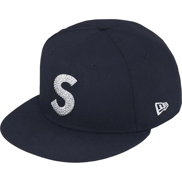 Supreme Swarovski S Logo New Era - Navy (front)