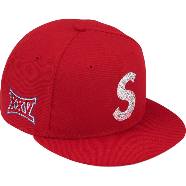 Supreme Swarovski S Logo New Era - Red (front)