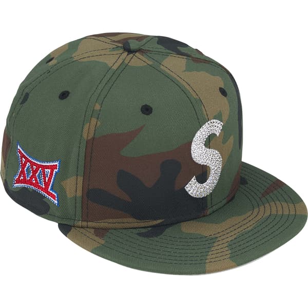 Supreme Swarovski S Logo New Era - Woodland Camo (front)