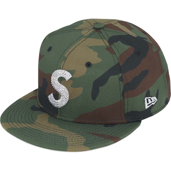 Supreme Swarovski S Logo New Era - Woodland Camo (front)