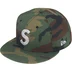 Supreme Swarovski S Logo New Era - Woodland Camo (front)