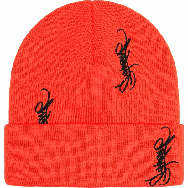 Supreme Tag Beanie - Bright Orange (front)