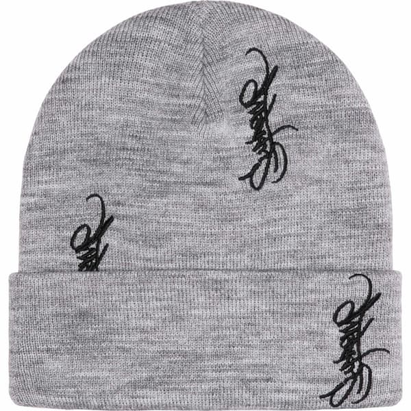 Supreme Tag Beanie - Heather Grey (front)