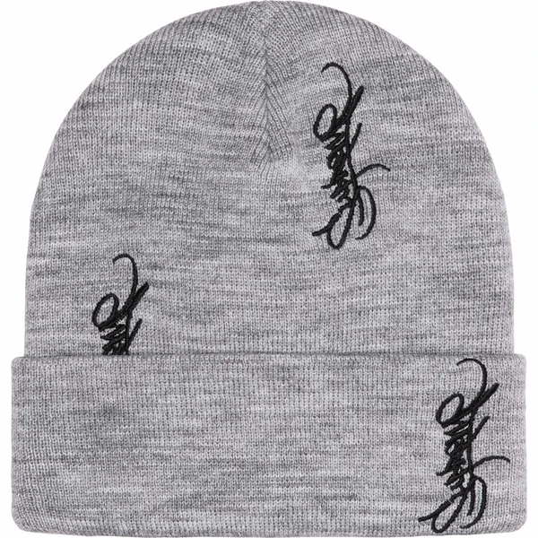 Supreme Tag Beanie - Heather Grey (front)