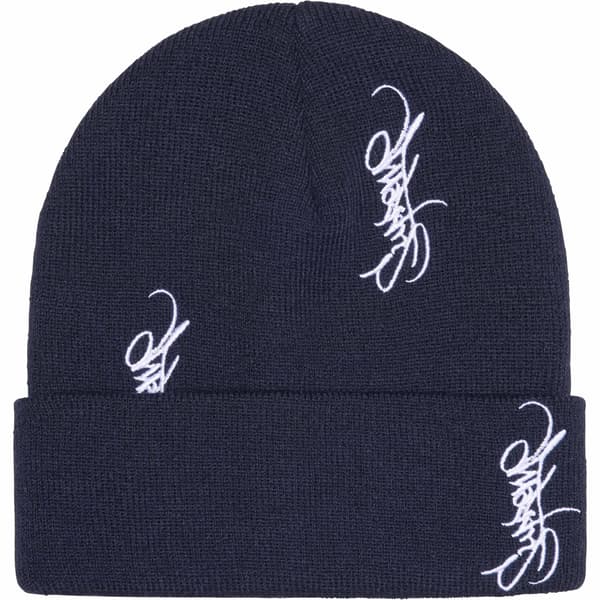 Supreme Tag Beanie - Navy (front)