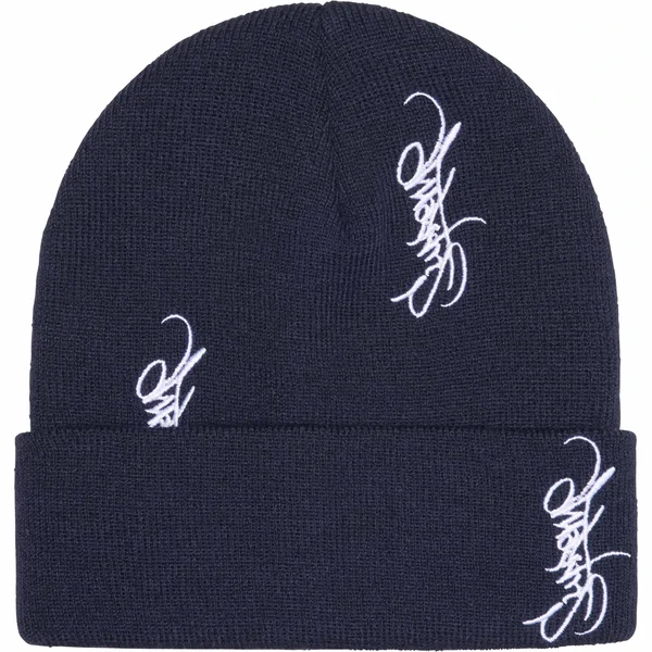Supreme Tag Beanie - Navy (front)