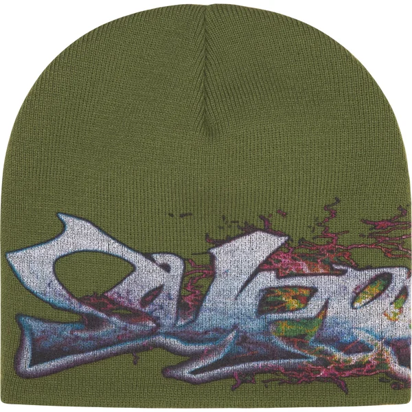Supreme Tag Beanie - Olive (front)