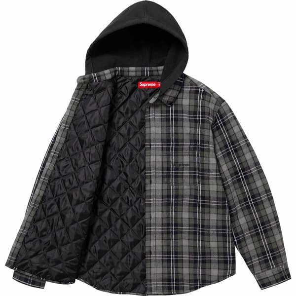 Supreme Tartan Flannel Hooded Shirt - Black (front)