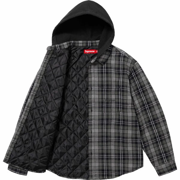 Supreme Tartan Flannel Hooded Shirt - Black (front)
