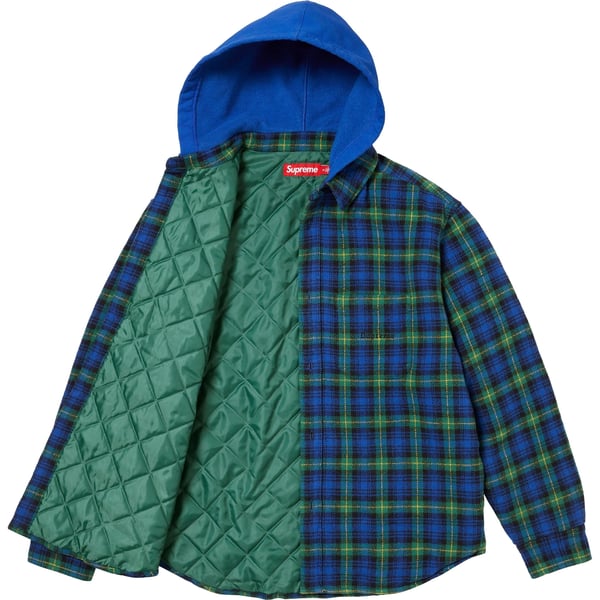 Supreme Tartan Flannel Hooded Shirt - Blue (front)