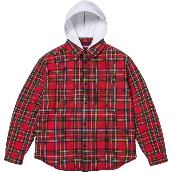 Supreme Tartan Flannel Hooded Shirt - Red (front)