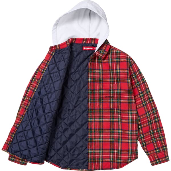 Supreme Tartan Flannel Hooded Shirt - Red (front)