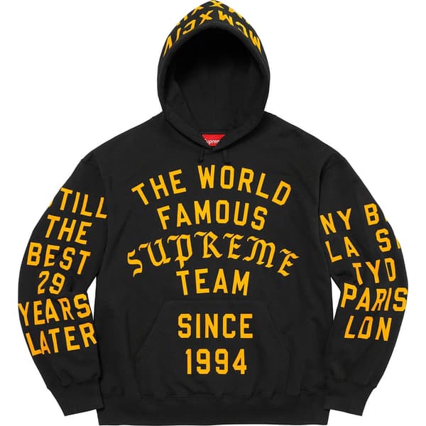 Supreme Team Flocked Hooded Sweatshirt - Black (front)