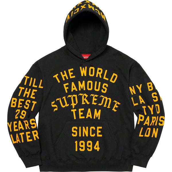 Supreme Team Flocked Hooded Sweatshirt - Black (front)