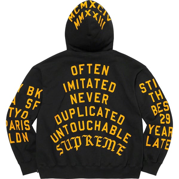 Supreme Team Flocked Hooded Sweatshirt - Black (front)