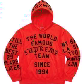 Supreme Team Flocked Hooded Sweatshirt Bright Red