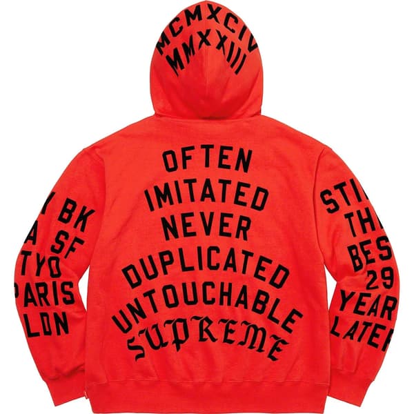 Supreme Team Flocked Hooded Sweatshirt - Bright Red (front)