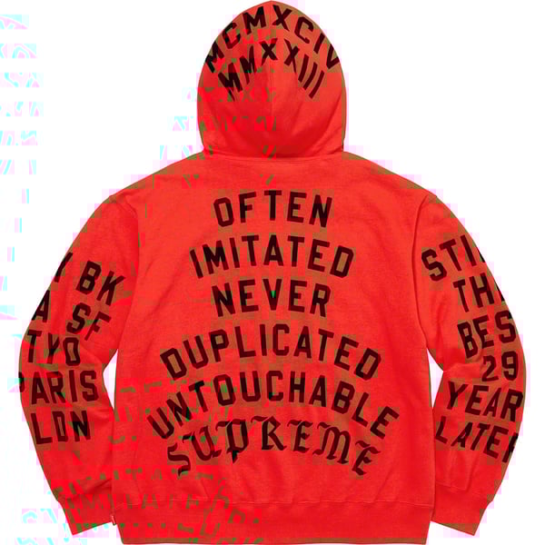 Supreme Team Flocked Hooded Sweatshirt - Bright Red (front)