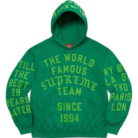 Supreme Team Flocked Hooded Sweatshirt Green