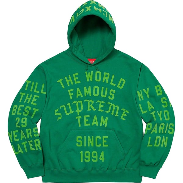 Supreme Team Flocked Hooded Sweatshirt - Green (front)