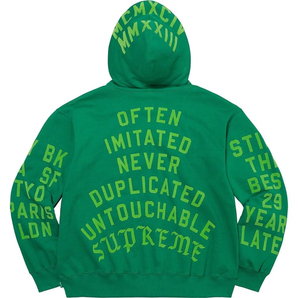 Supreme Team Flocked Hooded Sweatshirt - Green (front)