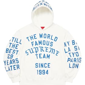 Supreme Team Flocked Hooded Sweatshirt White