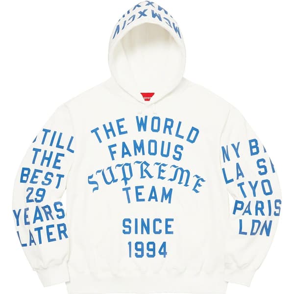 Supreme Team Flocked Hooded Sweatshirt - White (front)