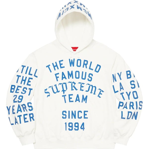 Supreme Team Flocked Hooded Sweatshirt - White (front)