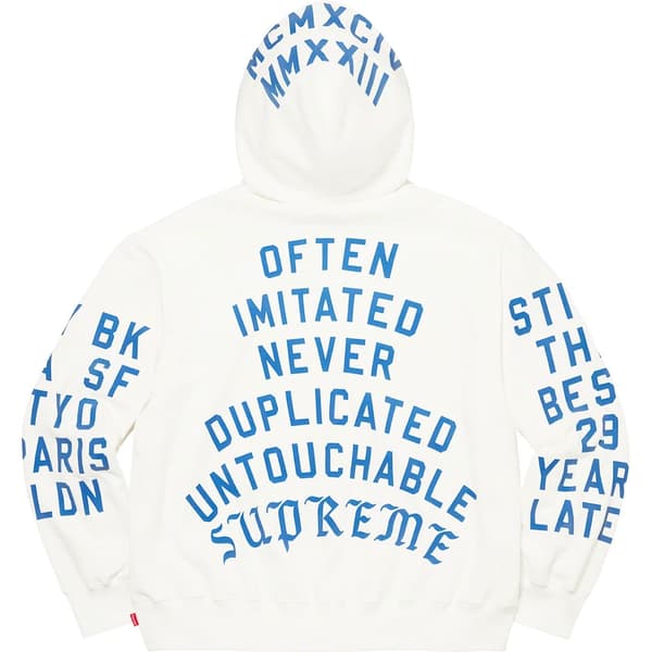 Supreme Team Flocked Hooded Sweatshirt - White (front)