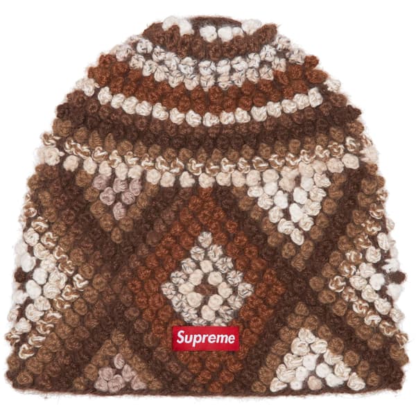 Supreme Textured Knit Beanie - Brown (front)