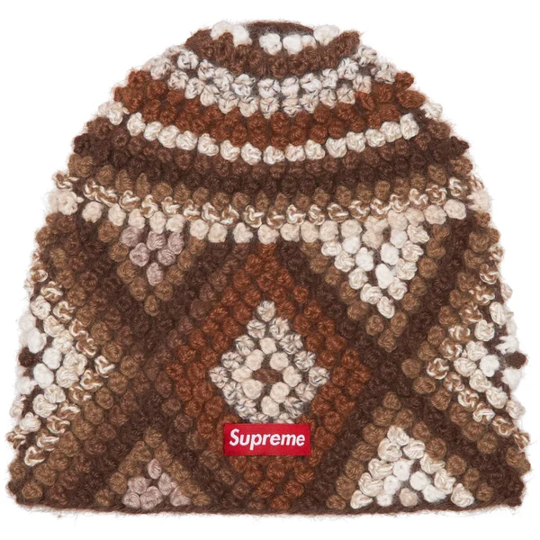 Supreme Textured Knit Beanie - Brown (front)