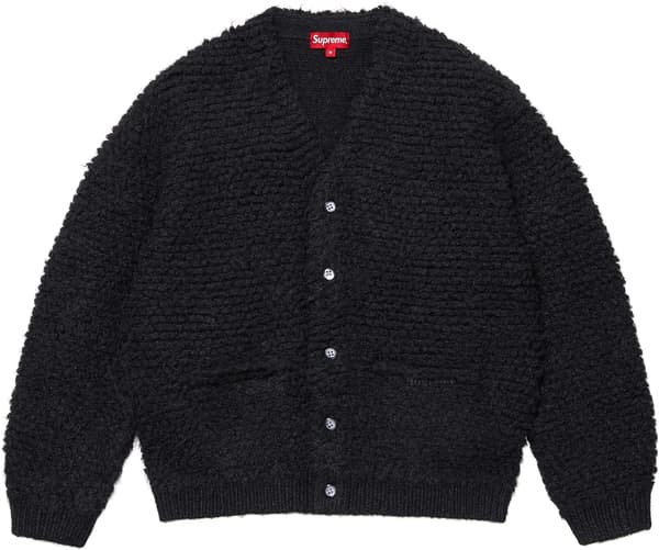 Supreme Textured Knotted Cardigan - Black (front)