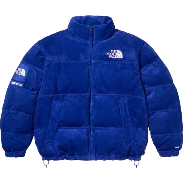 Supreme The North Face Suede Nuptse Jacket - Blue (front)